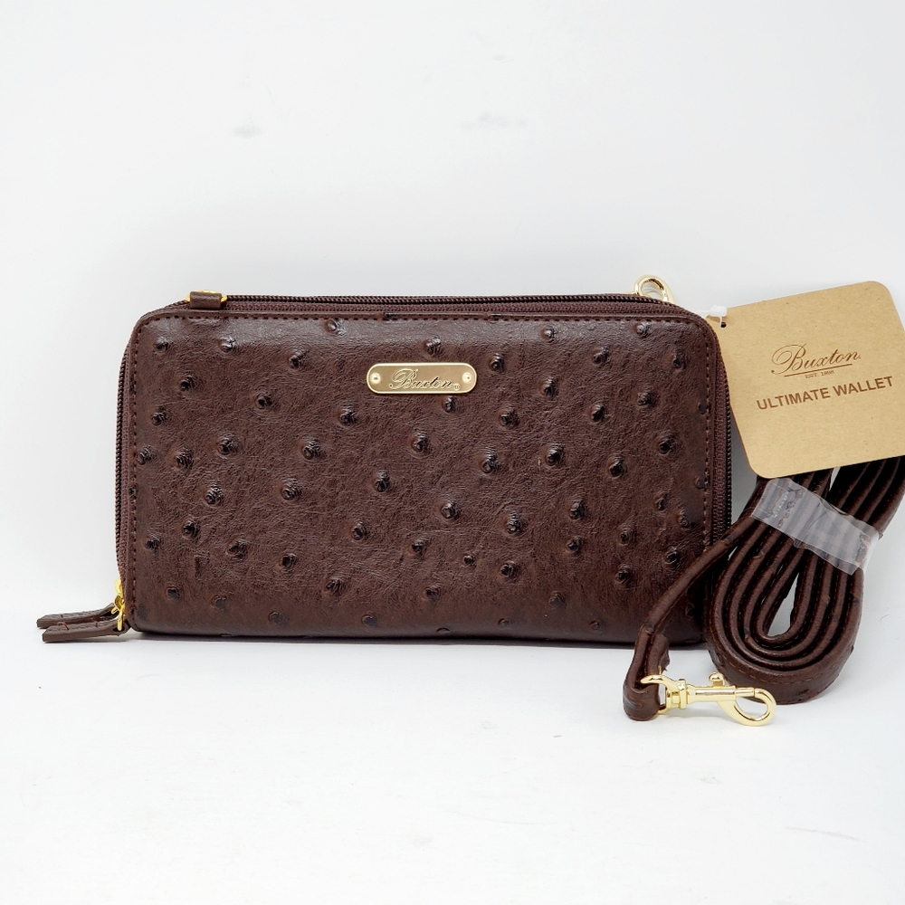 Buxton Ostrich Brights Ultimate Originizer Crossbody - Picture 1 of 8